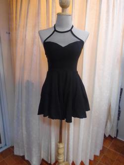 เดรสสั้นสีดำซีทรูอก (S)