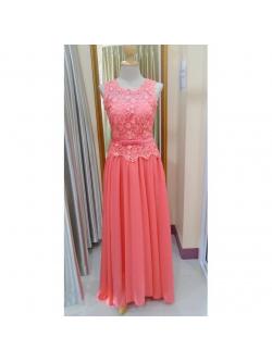 ชุดราตรียาวส้ม (อก 36 เอว30 สะโพก ฟรีไซส์)