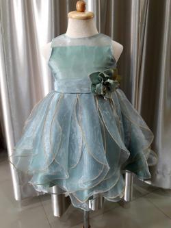 ชุดราตรีเด็กสีเขียว Size 3ขวบ