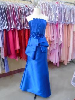 ราตรีเกาะอกยาว ผ้าหนาสีน้ำเงิน ( งานสานหลัง )