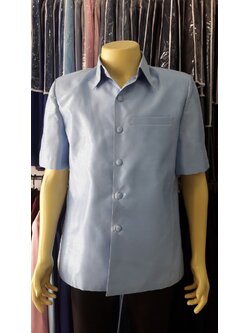 เสื้อซาฟารีผ้าไหมสีฟ้า (L)