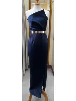 ชุดราตรียาวMaxiเกาะอกสีกรมท่า (S)