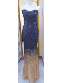 (PRE-LOVED) ราตรียาวสีดำปักเลี่ยมสานหลังเลื่อมชายเหลือง(ฟรีไซส์) มือ2