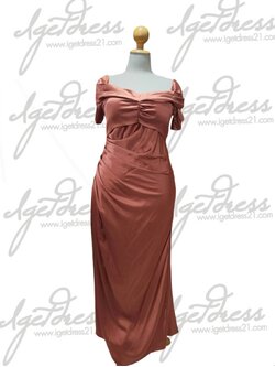 ราตรียาวน้ำตาลสายเดี่ยวปาดไหล่ 2XL มือ2