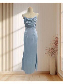 ราตรียาวสีฟ้า สายเดี่ยวคอถ่วง ไซส์ L