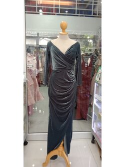 ยาวสีเทาปาดไหล่แขนยาว (M)