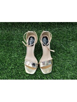 รองเท้าส้นสูงสีทองเปิดหัวมีสายคาดสูง 3.5" (เบอร์38)