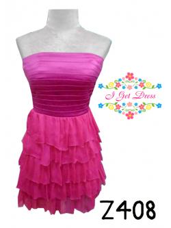 ราตรีสั้นเกาะอกสีบานเย็น(ฟรีไซส์)