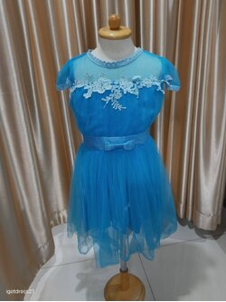 ชุดเด็กผ้ามุ้งสีฟ้ามีแขน