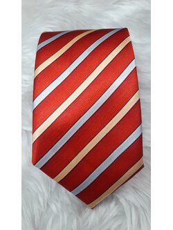 เนคไท สีแดงลายเหลืองเทา