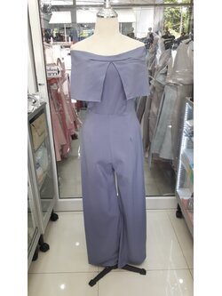 ราตรีสีฟ้าอมเทาจั๊มขายาวปาดไหล่ (S)(อก30-32เอว26สะโพก39-41)