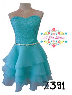 ราตรีสั้นเกาะอกสีฟ้าน้ำทะเล(ฟรีไซส์)