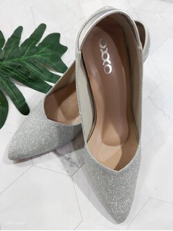 รองเท้าคัชชูสีเงินกลิตเตอร์ 41