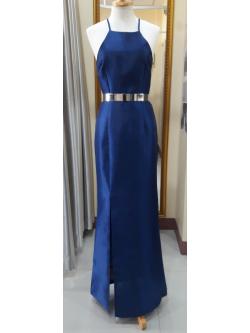 ชุดราตรียาวMaxiเปิดไหล่สีน้ำเงิน (S)