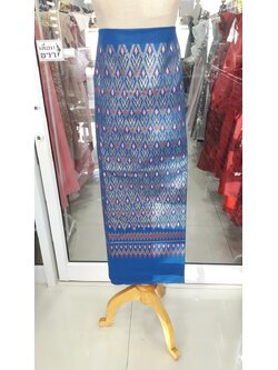 ผ้าถุง ผ้าไหมไหมมัดหมี่สีฟ้า