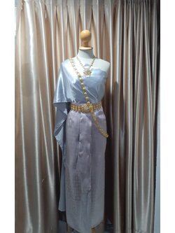 ชุดไทยสไบเทา