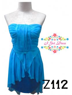 ราตรีสั้นเกาะอกสีฟ้า(ฟรีไซส์)