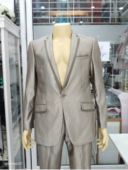 ชุดสูทสีเทาหม่นผ้าเงา L (AU)