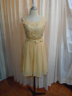 ราตรีสั้นสีทองแขนกุด(ฟรีไซส์)