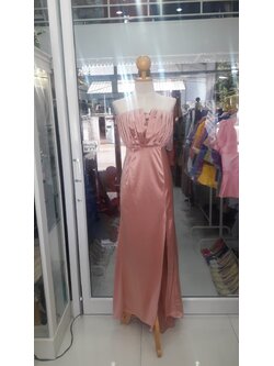 ยาวชมพูเกาะอกผ้าซาติน (L)