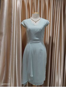 ราตรีสั้นสีเขียวจีบข้าง (S)