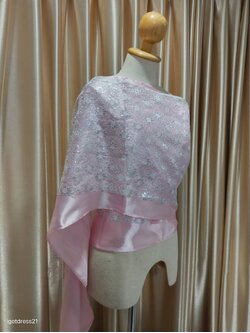 สไบลูกไม้สีขาวเงิน