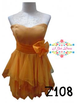 ราตรีสั้นเกาะอกสีส้ม(ฟรีไซส์)