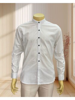 เสื้อเชิตคอจีน สีขาว กระดุมดำ ป้าย ShirtFolding ไซส์ XL