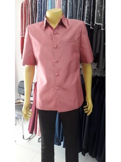 เสื้อซาฟารีผ้าไหมสีกลีบบัว (L)