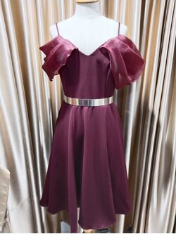 (PRE-LOVED) ราตรีสั้นกระโปรงบาน แขนออแกดี้ ผ้าฮานาโกะ XL มือ2