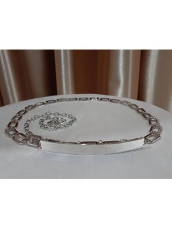 เข็มขัดโลหะโซ่สี่เหลี่ยมหัวเรียบ