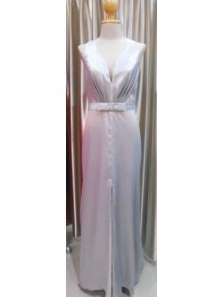 (PRE-LOVED) ราตรียาวสีเทาผูกคอผ้าซาติน(สานหลัง ฟรีไซส์)