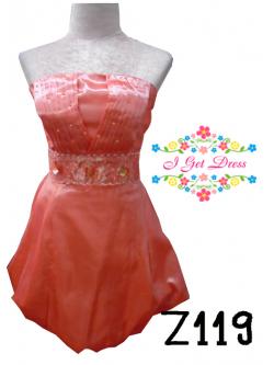 ราตรีสั้นเกาะอกสีส้ม(ฟรีไซส์)