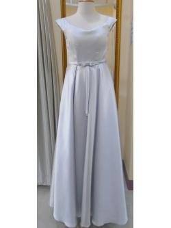 ราตรียาวสีเทาปาดไหล่ผ้าหนาสานหลัง (อก 40 เอว36 สะโพก ฟรีไซส์) มือ2