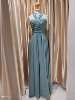 (PRE-LOVED) ชุดราตรียาวชีฟองสีเขียวมัทฉะอินฟินิตี้ S