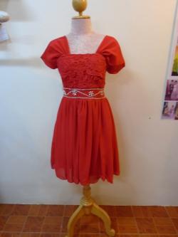 ชุดราตรีสั้นสีแดง(ฟรีไซส์)