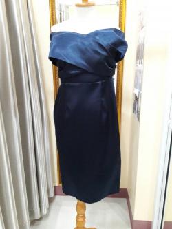 ชุดราตรีสั้นปาดไหล่สีกรมท่า (M)