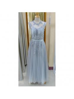 (PRE-LOVED) เทา ยาว มุ้ง อกลูกไม้ละเอียด เว้าหลัง(ฟรีไซส์)