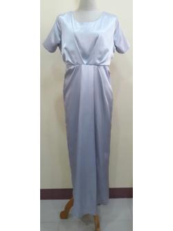 (PRE-LOVED) ชุดราตรียาวสีเทาแขนสั้นเข้ารูป(L)