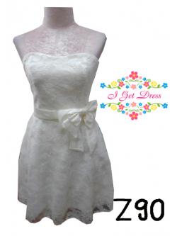 ราตรีสั้นเกาะอกสีขาว(ฟรีไซส์)