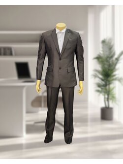 ชุดสูทผู้ชาย สีน้ำตาล ผ้าเงา + กางเกง ไซส์ L