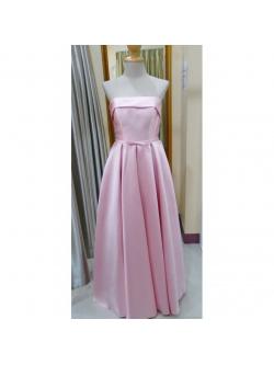 ราตรียาวสีชมพู เกาะอกสานหลังเอวโบว์(ฟรีไซส์)