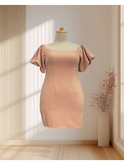 ราตรีสั้นสีครีม แขนตุ๊กตา ไซส์ 2XL