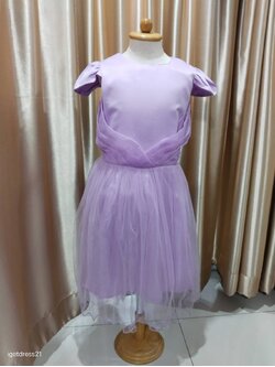 ชุดราตรีเด็กแขนล้ำ สีม่วง