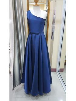 ชุดราตรียาวบ่าเฉียงเจ้าหญิงสีน้ำเงิน (Size : M)