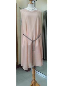 เดรสเพชรยาวสีน้ำตาล(ฟรีไซส์)