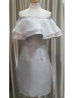 (PRE-LOVED) ชุดราตรีสั้นสีเทา Size : M