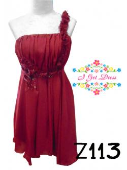 ราตรีสั้นสีแดงเลือดหมู(ฟรีไซส์)