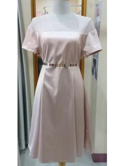 ชุดราตรีสั้นสีนู๊ตบ่าซีทรูมีแขนกระโปรงบาน (XL)