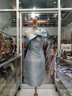 สั้นฟ้าไหล่เบี่ยงแต่งโบว์ไหล่(L)